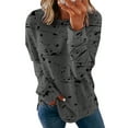 thumbnail image 1 of FASHIONWT Women Long Sleeve Crew Neck Fall Top Casual Graphic Cotton Blend T-Shirts, 1 of 4