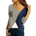 thumbnail image 1 of FASHIONWT Women Long Sleeve O-Neck T-Shirt Leopard Contrast Top, 1 of 4