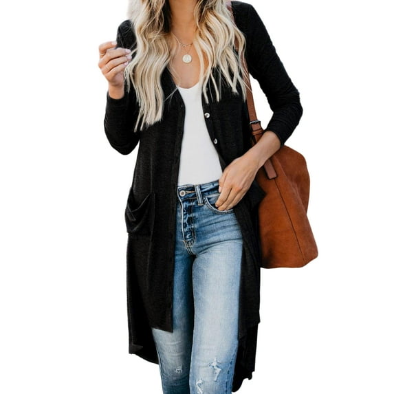 FASHIONWT Women Long Sleeve Open Front Single-breasted Draped Cardigan