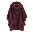 thumbnail image 1 of FASHIONWT Women Mid-Length Long Sleeve Shaggy Coat Wearable Blanket Hoodie Overcoat, 1 of 2