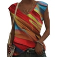 thumbnail image 1 of FASHIONWT Women Moisture Wicking Summer Sleeveless Undershirts Cami Printed V-Neck Tank Tops, 1 of 4