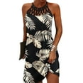 thumbnail image 1 of FASHIONWT Women Natural Waistline Short Summer Sleeveless Halter Dress, 1 of 7