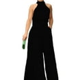 thumbnail image 1 of FASHIONWT Women Office Pockets Full Length One-Piece Halter Neckline Sleeveless Jumpsuit, 1 of 4