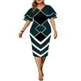 thumbnail image 1 of FASHIONWT Women Plus Size Elegant Print Bridesmaid Midi Evening Party Formal Dress, 1 of 4
