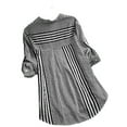 thumbnail image 1 of FASHIONWT Women Plus Size Loose Blouse Striped Shirt Long Sleeve CasualShirt Top, 1 of 2
