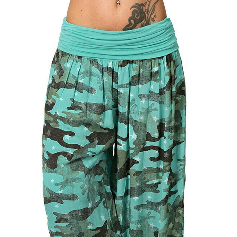 FASHIONWT Women Plus Size Loose Casual Camo Pants Sweatpants Harem