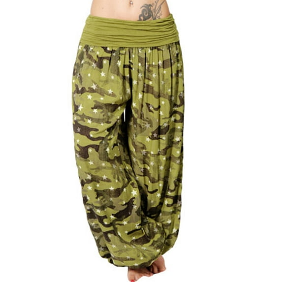 FASHIONWT Women Plus Size Loose Casual Camo Pants Sweatpants Harem Camo Bloomers Pants