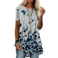 thumbnail image 1 of FASHIONWT Women Plus Size Print Round Neck Short Sleeve Retro Casual T-Shirt Top, 1 of 4