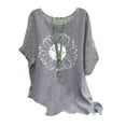 thumbnail image 1 of FASHIONWT Women Plus Size Pullover Oversized Crew Neck Short Sleeve Grey Printed T-Shirt, 1 of 2