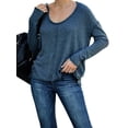 thumbnail image 1 of FASHIONWT Women Plus Size Solid Color Fashion V Neck Long Sleeve Top, 1 of 4