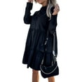 thumbnail image 1 of FASHIONWT Women Plus Size Solid Color Loose A-Line Party Shirt Dress, 1 of 4