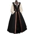 thumbnail image 1 of FASHIONWT Women Plus Size Solid Retro Gothic Long Sleeve Draw String Ruffle Outfit Dress, 1 of 4
