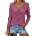 thumbnail image 1 of FASHIONWT Women Plus Size Solid Single-Breasted Cardigan Ruffled Long Sleeve Top, 1 of 4
