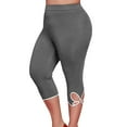 thumbnail image 1 of FASHIONWT Women Plus Size Sports Jeggings Cropped Leggings Hollow Out Calf-Length Pants, 1 of 5