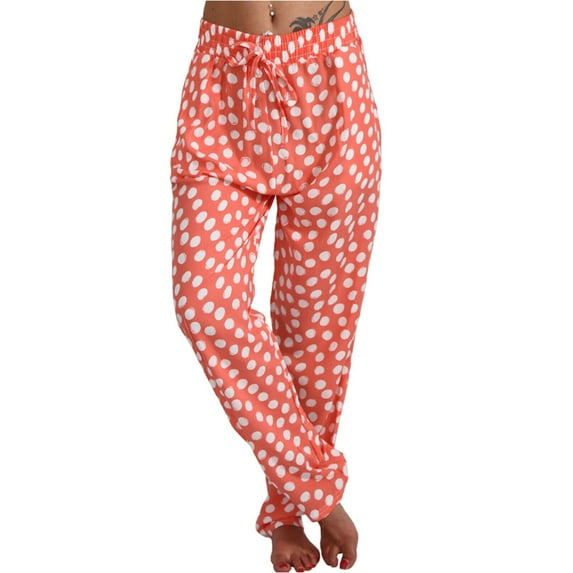 FASHIONWT Women Plus Size Wide Leg Trousers Loose Polka Dot Harem Pants