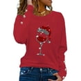 thumbnail image 1 of FASHIONWT Women Printed Loose Button Decoration Tops Pullover Round Neck Long Sleeve T-Shirt, 1 of 4