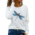 thumbnail image 1 of FASHIONWT Women Printed Loose Button Decoration Tops Pullover Round Neck Long Sleeve T-Shirt, 1 of 4