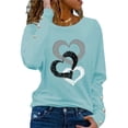 thumbnail image 1 of FASHIONWT Women Printed Loose Button Decoration Tops Pullover Round Neck Long Sleeve T-Shirt, 1 of 4