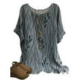 thumbnail image 1 of FASHIONWT Women Printed Tee Casual 3/4 Sleeve Crewneck Tunic Blouse, 1 of 4