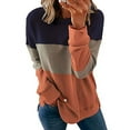thumbnail image 1 of FASHIONWT Women Round Neck Long Sleeve Sweatshirt Top Pullover Colorblock Tunic Shirt Blouse, 1 of 2
