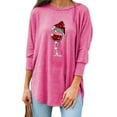 thumbnail image 1 of FASHIONWT Women Round Neck Three-Quarter Sleeve Top With Irregular Hem Graphic T-Shirt, 1 of 4
