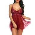 thumbnail image 1 of FASHIONWT Women Sexy Solid Sheer Lingerie Mini Dress See-through Babydoll Nightdress, 1 of 2