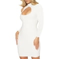 thumbnail image 1 of FASHIONWT Women Sexy Wrap Bust Bodycon Solid Color High Waist Midi Short Dress, 1 of 4