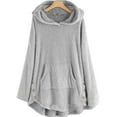 thumbnail image 1 of FASHIONWT Women Soft Warm Fleece Wearable Blanket Hoodie Loose Flannel Outwear Cover-up, 1 of 2