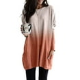 thumbnail image 1 of FASHIONWT Women Stitching Ombre Long Sleeve Casual Pocket Commuting T-Shirt Top, 1 of 6