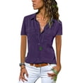 thumbnail image 1 of FASHIONWT Women Summer Open Placket Lapel Neck Stitching Casual Shirt Top, 1 of 3