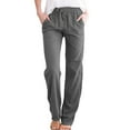 thumbnail image 1 of FASHIONWT Women Summer Solid Elastic Waist Classic Chino Pocket Casual Ankle-Length Pant, 1 of 2