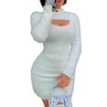 thumbnail image 1 of FASHIONWT Women Toasty Furry Long Sleeve Sheath Mini Xshape Wrap Bodycon Dress, 1 of 4