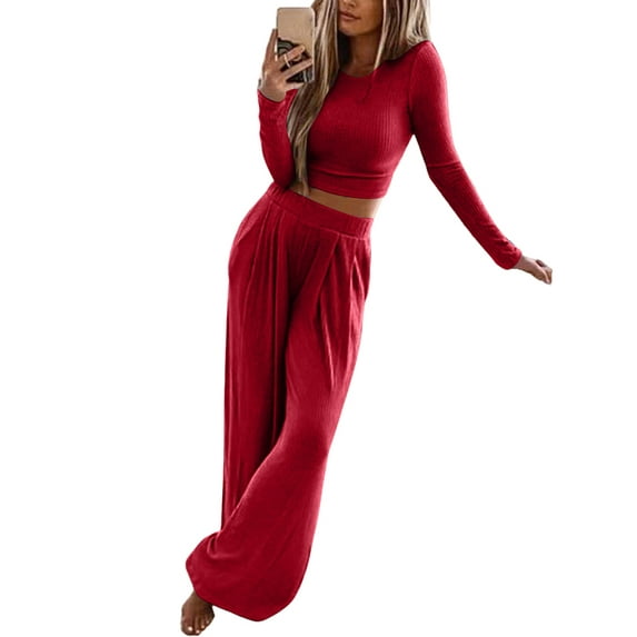 FASHIONWT Women Workout Basics Pants Outfit Cotton Casual Crop Top Yoga Sets