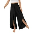 thumbnail image 1 of FASHIONWT Woven Front Slit Trousers Wide Leg Flowy Women Pants, 1 of 4
