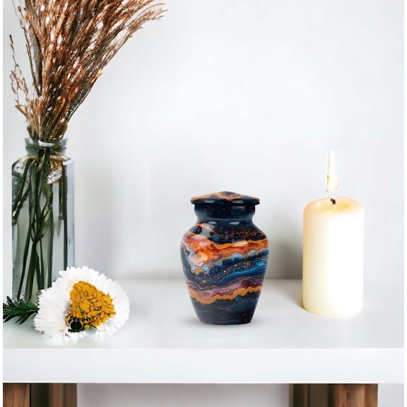 FASHIONZAADI Abstract Urn, Small Urns For Human Ashes Adult Man, Cremation Urn Human Ashes, Small Urns For Human Ashes, Keepsake Urns For Ashes, Small Urn For Ashes For Women 1 Small Urn & 2 Mini Urn