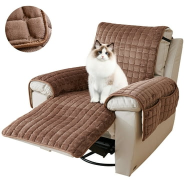 FASHLAZ Durable Couch Cover for Recliner Chair Washable Slipcover with Adjustable Straps(Chair 21 in, Brown)