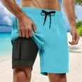 thumbnail image 1 of FASHOFT 2 in 1 Mens Swim Trunks with Compression Liner 7 Inch Breathable Quick Dry Board Shorts with Pockets for Summer Beach Gym Running Light Blue L, 1 of 4