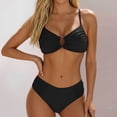 thumbnail image 1 of FASHOFT 2 Piece Bikini Sets for Women U-Wire Cutout High Waisted Swimsuit Spaghetti Strap Summer Beach Bathing Suit Black L, 1 of 7