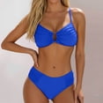 thumbnail image 1 of FASHOFT 2 Piece Bikini Sets for Women U-Wire Cutout High Waisted Swimsuit Spaghetti Strap Summer Beach Bathing Suit Blue S, 1 of 9