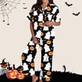 thumbnail image 1 of FASHOFT 2 Piece Halloween Pajamas for Women Set Soft Long Sleeve Button Down Sleepwear Top and PJ Pants Loungewear Set Black L, 1 of 7