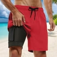thumbnail image 1 of FASHOFT 2 in 1 Mens Swim Trunks with Compression Liner 7 Inch Breathable Quick Dry Board Shorts with Pockets for Summer Beach Gym Running Red XXXXL, 1 of 4