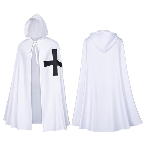 FASHOFT Adult Crusader Halloween Templar Knight Cape Cloak Cosplay Outfit Historical Theme Party Stage Performance Fancy Dress Up Halloween XXL
