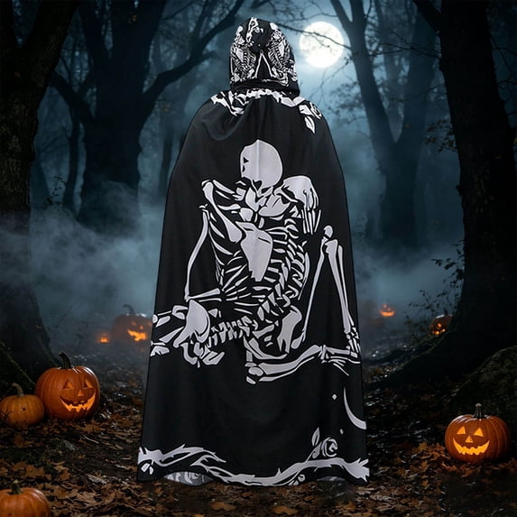 FASHOFT Adult Devil Wizard Halloween Costumes Black Cape Cloak Cosplay Outfit Masquerade Party Stage Performance Dress Up Halloween Costume One Size