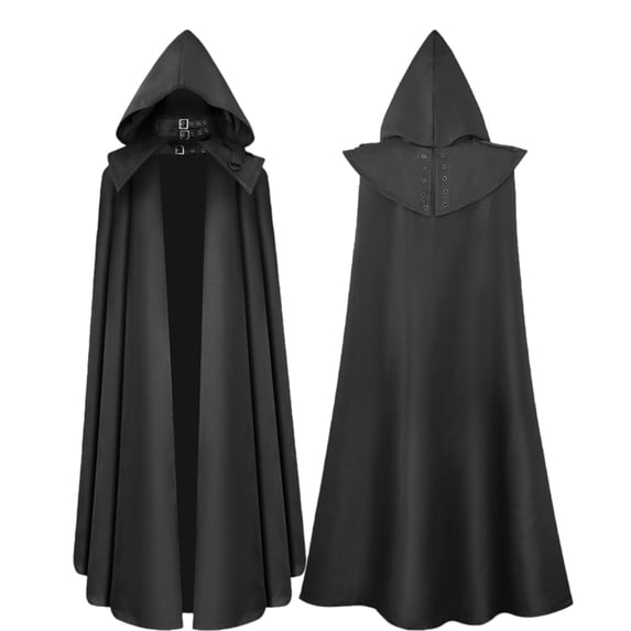 FASHOFT Adult Gothic Long Trench Coat Halloween Hooded Wizard Robe Cape Cloak Theme Party Stage Performance Fancy Dress Up Halloween L