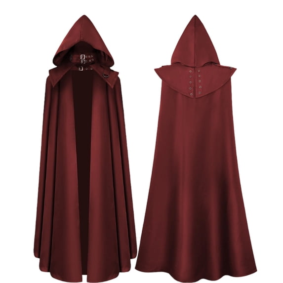 FASHOFT Adult Gothic Long Trench Coat Halloween Hooded Wizard Robe Cape Cloak Theme Party Stage Performance Fancy Dress Up Halloween XL