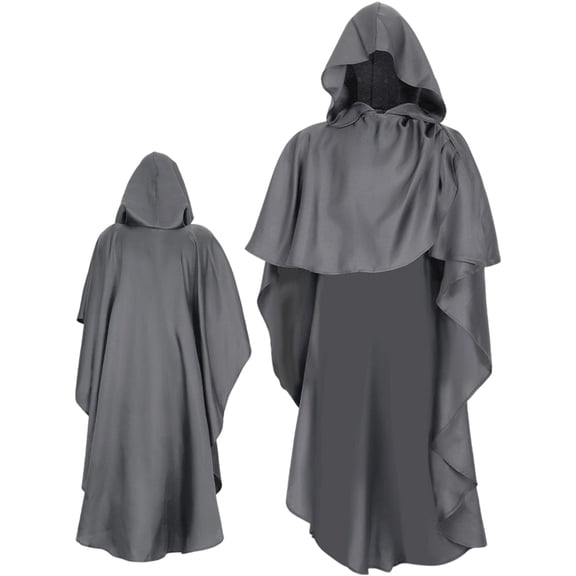 FASHOFT Adult Halloween Knight Monk Hooded Cape Cloak Renaissance Cosplay Outfit Stage Performance Theme Party Fancy Dress Up Halloween One Size