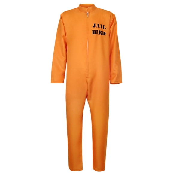 FASHOFT Adult Halloween Costumes Orange Inmate Prisoner Jumpsuit Cosplay Outfit Convict Role Play Stage Performance Party Fancy Dress Up Halloween Costume XL