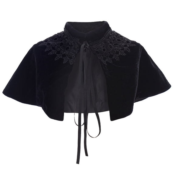 FASHOFT Adult Halloween Victorian Renaissance Velvet Short Cape Cloak Women's Vintage Accessory Stage Performance Cosplay Dress Up Halloween A
