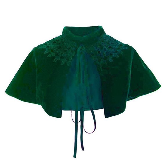 FASHOFT Adult Halloween Victorian Renaissance Velvet Short Cape Cloak Women's Vintage Accessory Stage Performance Cosplay Dress Up Halloween A