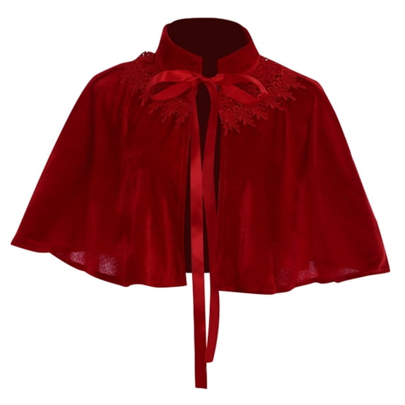 FASHOFT Adult Halloween Victorian Renaissance Velvet Short Cape Cloak Women's Vintage Accessory Stage Performance Cosplay Dress Up Halloween A